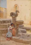 Alberto Pisa, Taormina, watercolour on card