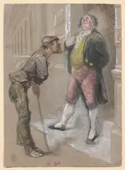 Gustave Doré, Colloquio, mixed media on paper
