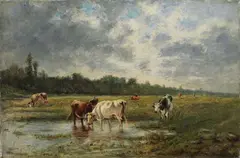 Eugène Louis Boudin, Mucche al pascolo, 1887, oil on canvas