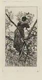 Raccoglitrice di foglie by Giovanni Fattori, etching on zinco, offered Nov 2014