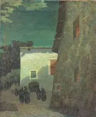 Angelo Rescalli, Scena mistica, oil on canvas
