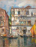 Antonio Reyna Manescau, Venezia, oil on panel