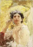 Antonio Mancini, Mezza figura, oil on canvas