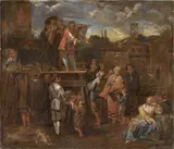 Scena di mercato by Theodor Helmbreker, oil on canvas, offered Oct 2014