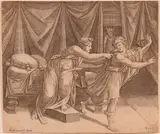 Marcantonio Raimondi, Giuseppe e la moglie Putifarre, Incisione mm.
