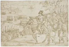 Cesare Nebbia, Scena di assedio di città, inchiostro and gouache on paper mm.
