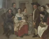Pier Leone Ghezzi, La visita alla balia, oil on canvas