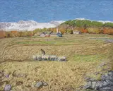 Sole di novembre by Carlo Fornara, oil on canvas, offered May 2014