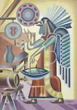 Fortunato Depero, Fantasia indiana, tempera on paper