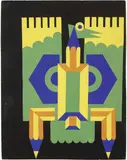 Fortunato Depero, Costruzione di matite (Farfalla-Matita), 1929, collage di carte colorate on card