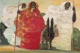 Salvatore Fiume, Donne somale, oil on stoffa tesa on panel