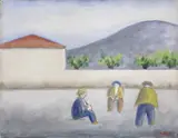 Tre uomini e il monte by Ottone Rosai, 1955, oil on canvas, offered May 2014