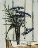 Bernard Buffet, Vaso di fiori, 1969, oil on faesite