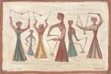 Massimo Campigli, Gioco del diablo, 1955, oil on canvas