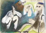 Pablo Picasso, Le déjeuner (Omaggio a Manet), 1962, mixed media on paper applicata on panel