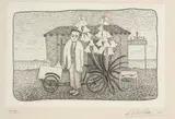 Giuseppe Viviani, Venditore e fiori, 1954, etching on zinco