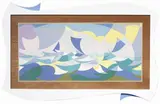Giacomo Balla, Linee forza di mare (Mattutino), screenprint a colori on panel