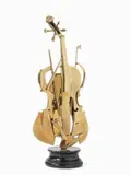 Arman, Violino, scultura in bronze dorato on base in marble
