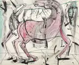 Bruno Cassinari, Cavalli e figure, 1977, inchiostro on paper