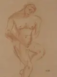 Filippo de Pisis, Il lottatore, 1929, sanguigna on paper