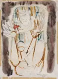 Giuseppe Migneco, Figura, 1964, ink on paper applicata on canvas