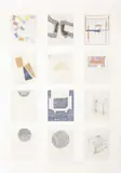 Alighiero Boetti, Senza titolo (Carta quadrettata), 1979, mixed media and collage on paper applicata on canvas
