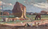 Campagna toscana by Cafiero Filippelli, oil on panel, offered Apr 2014