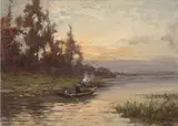 Caccia in barca by Giuseppe Buscaglione, oil on panel, offered Apr 2014