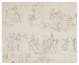 G. Pirroni, Schizzi di illustrazioni napoleoniche, pencil on paper mm.