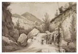 Paesaggio montano con figure by G. Pirroni, watercolour on paper mm., offered Apr 2014