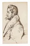 G. Pirroni, Ritratto di profilo di uomo con barba, inchiostro on paper mm.
