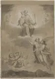 Pietro Gagliardi, San Giuseppe, Angeli e anime purganti, pencil and biacca a gessetto on paper mm.