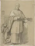 Pietro Gagliardi, Ritratto a figura intera del Cardinal Giovanni Vincenzo Manganelli, futuro Papa Clemente XIV, charcoal and biacca on paper mm.
