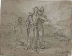 Scena di battaglia risorgimentale, recto by Francesco Coghetti, 1860, pencil and biacca a gessetto on paper mm., offered Apr 2014