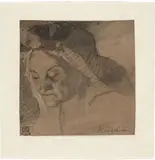 Cesare Fracassini, Testa di vecchia, pencil and biacca on paper mm.
