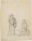 Bartolomeo Pinelli, Due briganti, 1821, pencil on paper mm.