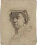 Cesare Fracassini, Ritratto, pencil and biacca on paper mm.