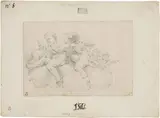 Ciro Ferri, Cinque putti seduti su un nembo, pencil on paper mm.
