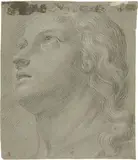 Carlo Maratta, «Studio per una testa femminile», recto, e «Figura maschile con panneggio», verso