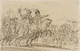 Francesco Allegrini, Scena di battaglia, pencil and inchiostro on paper mm.