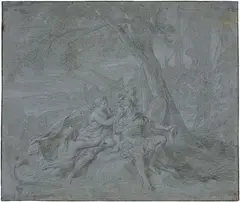Stefano Pozzi, Armida soccorre Rinaldo con l'aiuto delle Sirene, pencil and biacca on paper mm.