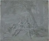 Stefano Pozzi, Armida soccorre Rinaldo con l'aiuto delle Sirene, pencil and biacca on paper mm.