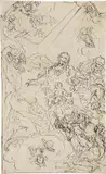 S. Famiglia in gloria by Giuseppe Diamantini, pencil and inchiostro on paper mm., offered Apr 2014