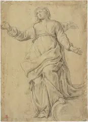 Vergine in gloria by Aureliano Milani, pencil on paper mm., offered Apr 2014