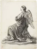 Antonio Rossi, Angelo adorante, pencil and inchiostro on paper mm.
