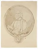 Ritratto di ecclesiastico (disegno per incisione) by Donato Creti, 1710, inchistro on paper mm., offered Apr 2014