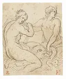 Agostino Carracci, Studio per due Naiadi con delfino
