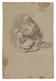 Jacopo Zoboli, «Maria Maddalena in preghiera», recto, e «Studio per la morte di Pompeo» verso, 1720, Carboncino e biacca (recto)