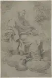 Jacopo Zoboli, «Vergine assisa», recto, e «Piedi di un Angelo inginocchiato», verso, 1737, Carboncino