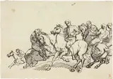 Giuseppe Sabatelli, Gruppo di cavalieri, 1835, pencil and inchiostro on paper mm.